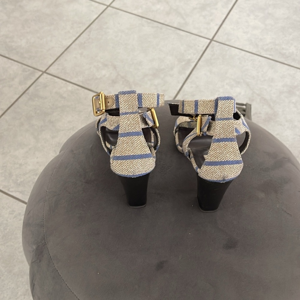 7 For All Mankind Blue and Cream Striped Sandals - Picture 3 of 7